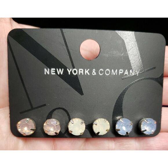 New York & Company Three Pairs of Opalescent Stud Earrings w/tags - Picture 1 of 8